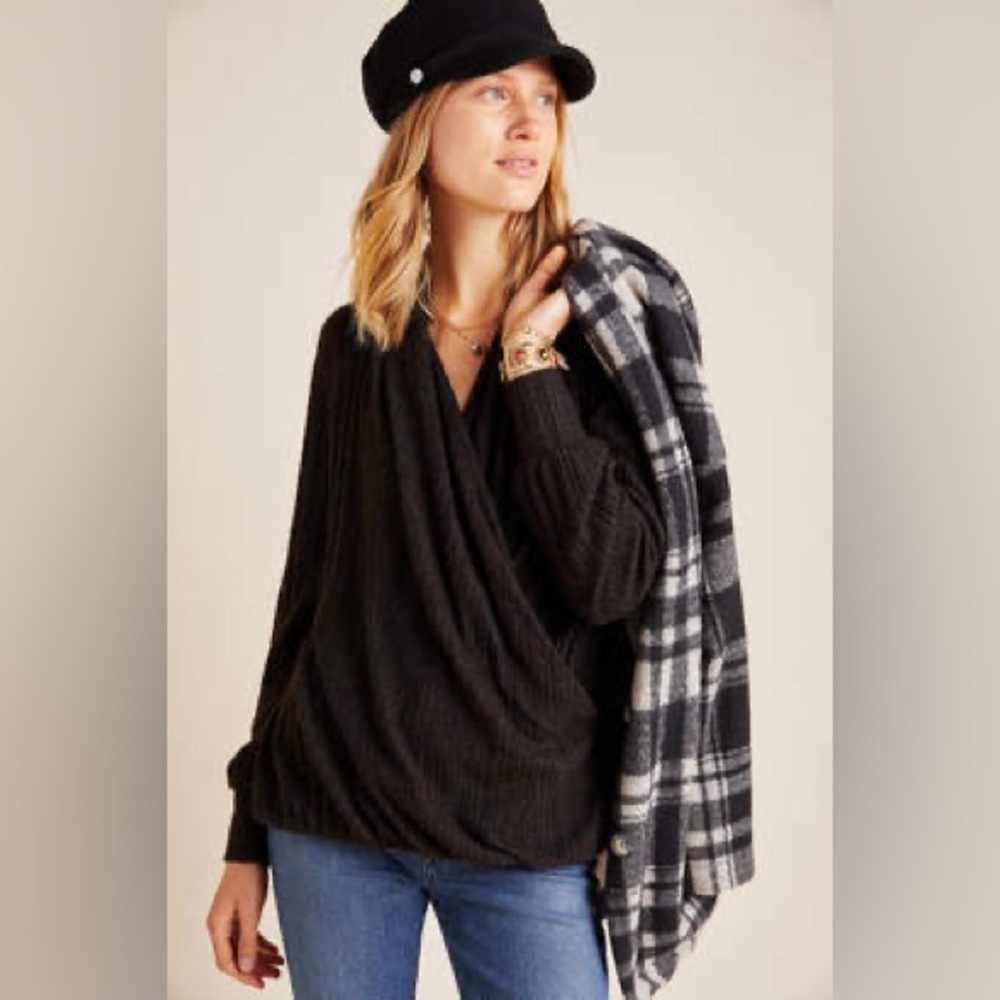 Anthropologie Maeve Rafela Hacci Surplice Top